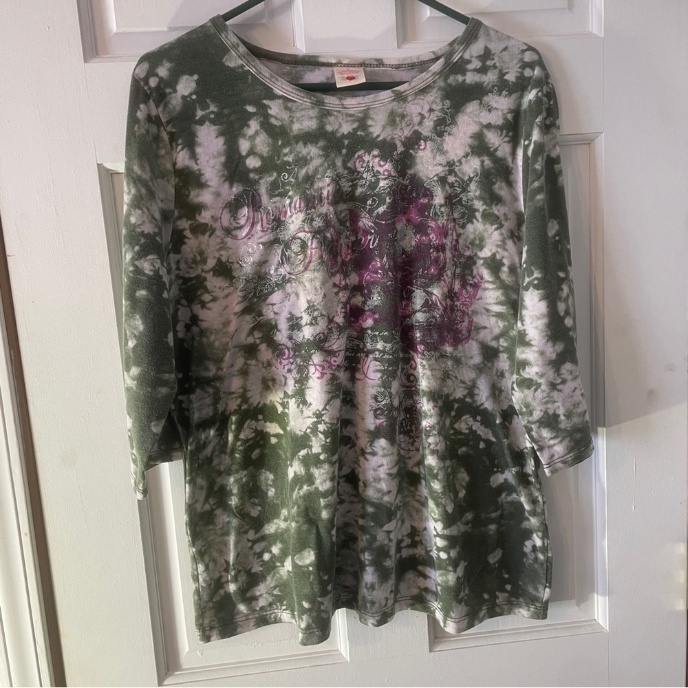 California Concepts Green and Purple Oversized 3/4 Sleeve Tunic
